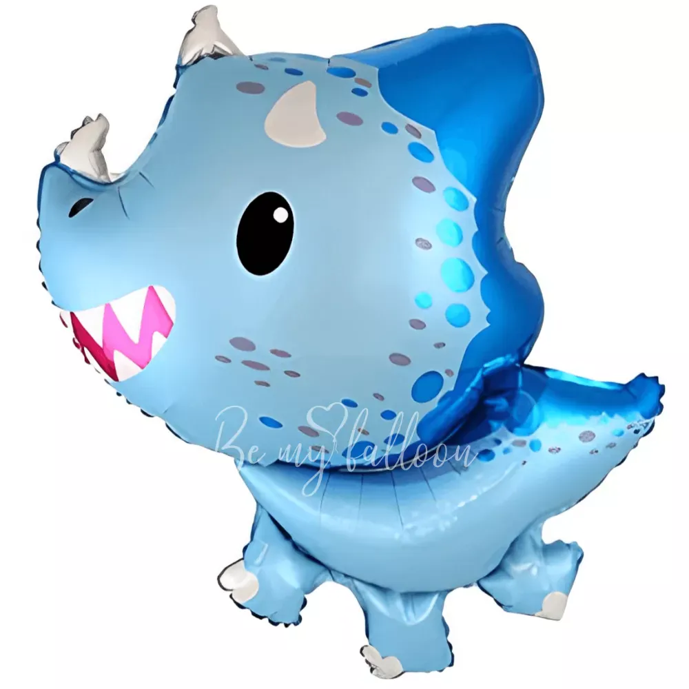 32" Dino Triceratops Blue Foil Balloon