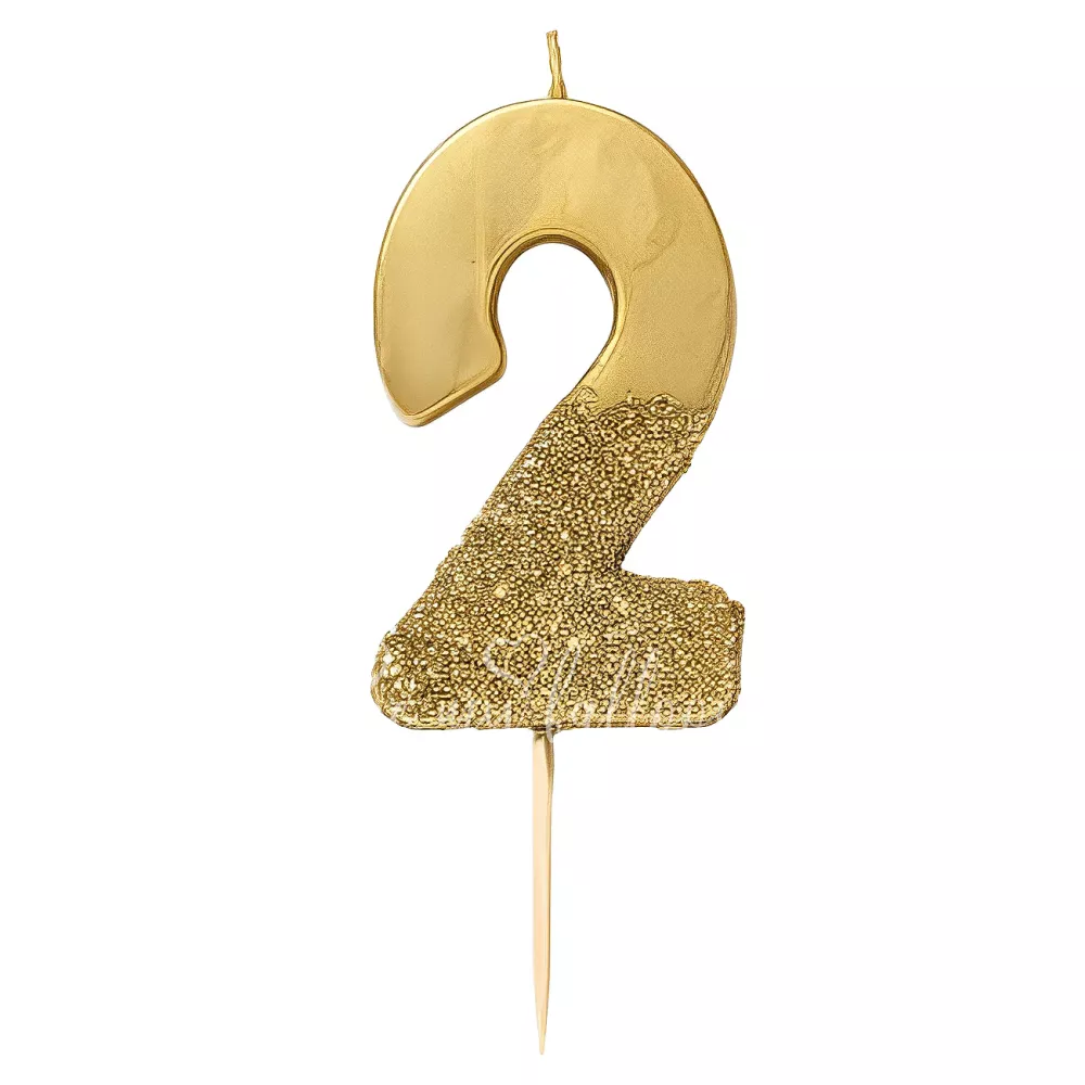 Gold Glitter Number Candle 2