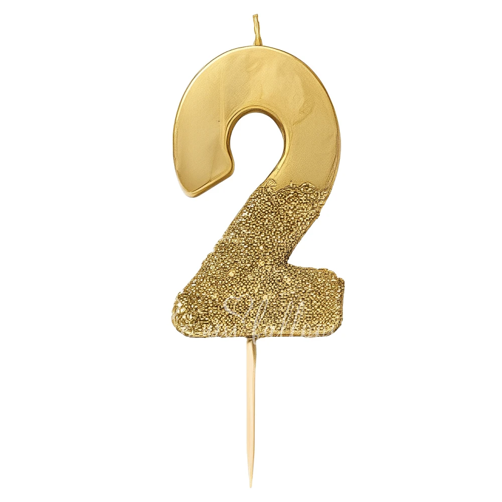 Gold Glitter Number Candle 2