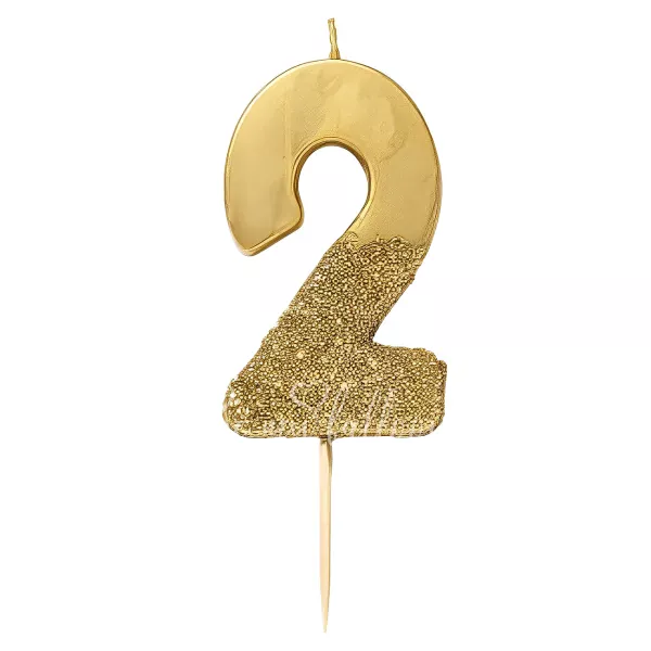Gold Glitter Number Candle 2