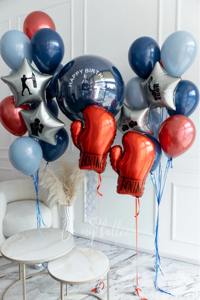 Boxing Helium Balloon Bouquet with Mirror Giant Balloon