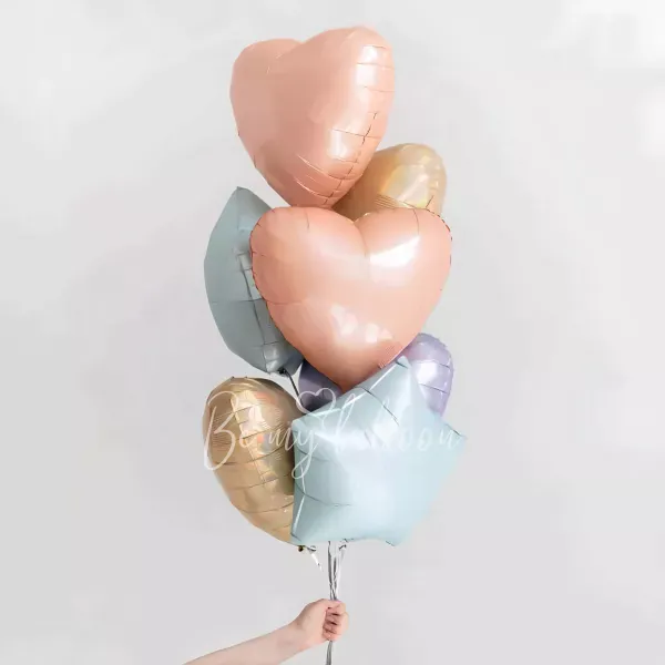 Pastel & Iridescent Heart & Star Balloon Set   