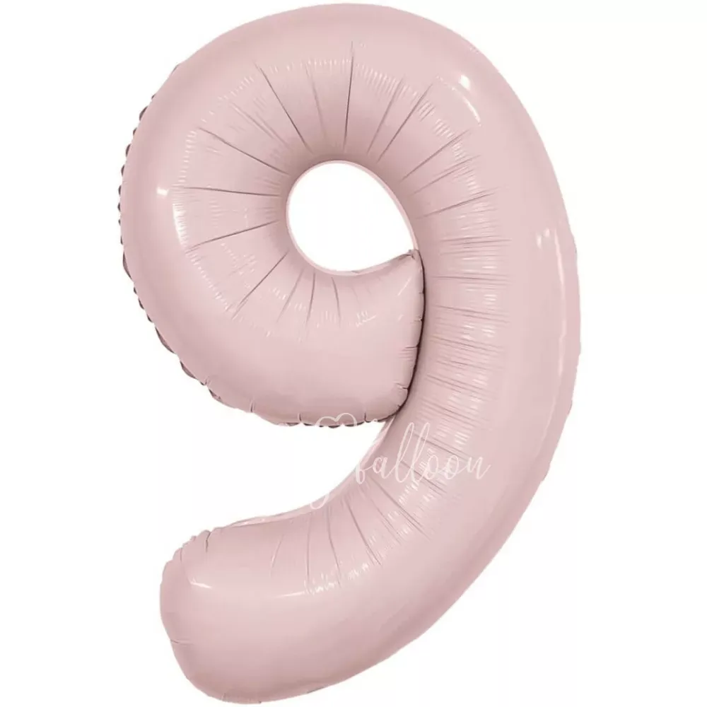 40" Helium foil gloss Rose Powder Number 9 balloon