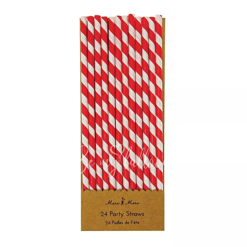 Red & White Party Straws