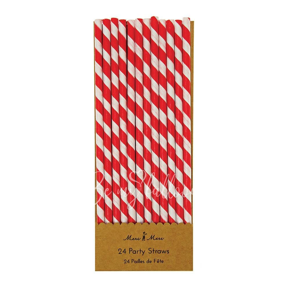 Red & White Party Straws