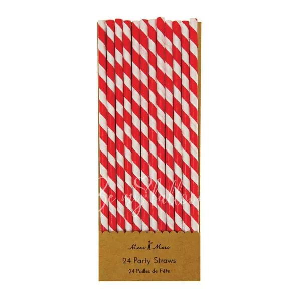 Red & White Party Straws