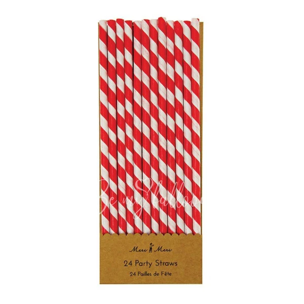 Red & White Party Straws