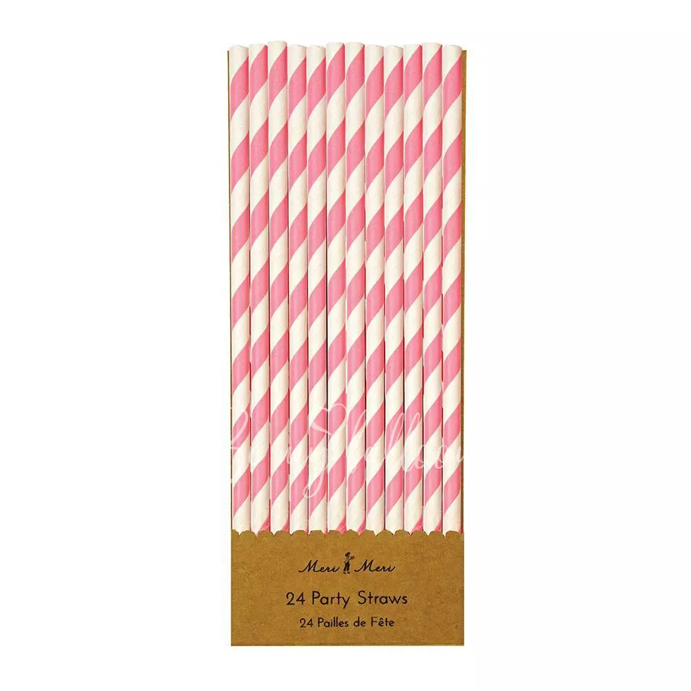 Pink & White Party Straws