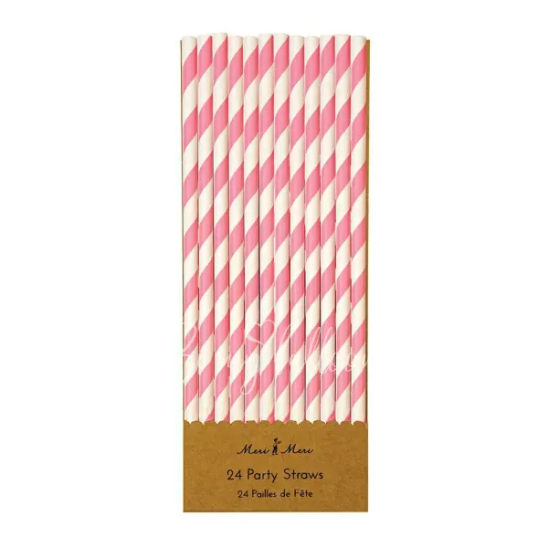 Pink & White Party Straws