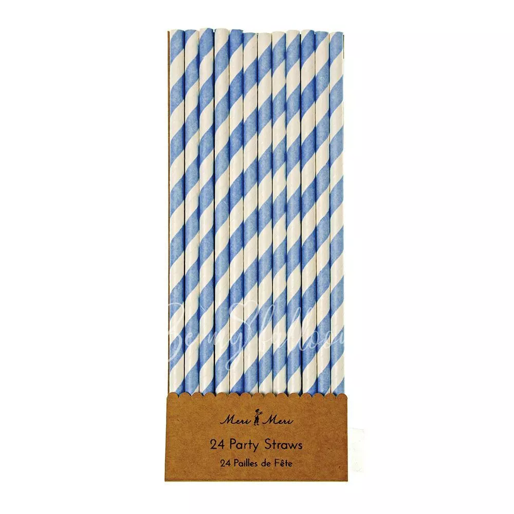 Blue & White Party Straws