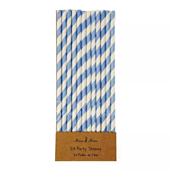 Blue & White Party Straws