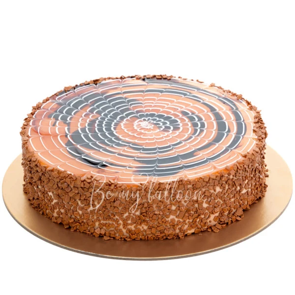 Chocolate Cake with whipped chocolate cream topped with mirror glaze