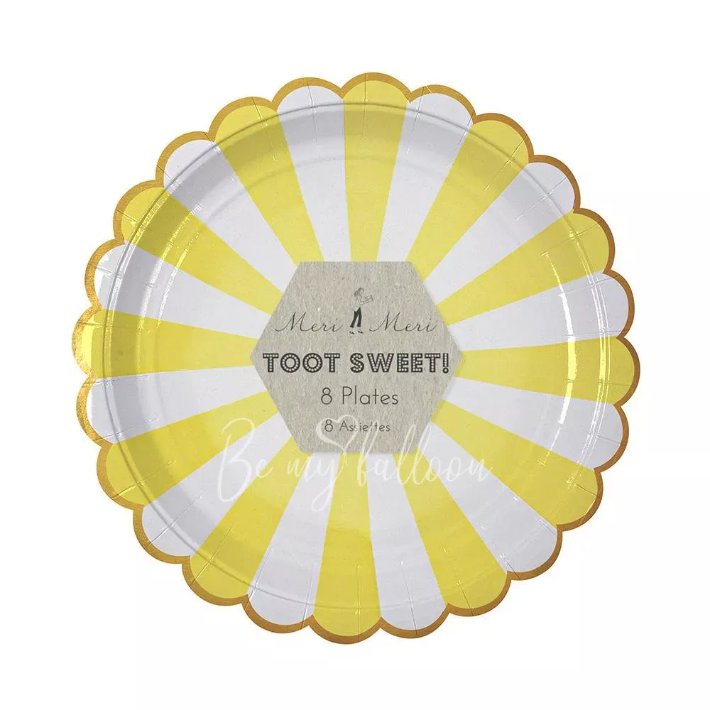 Yellow Fan Stripe Plates (large)