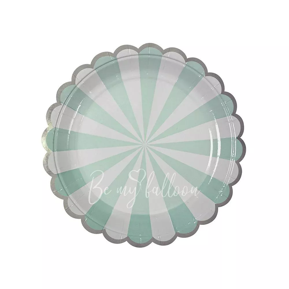 Тарелки для вечеринки Aqua Fan в полоску (маленькие)