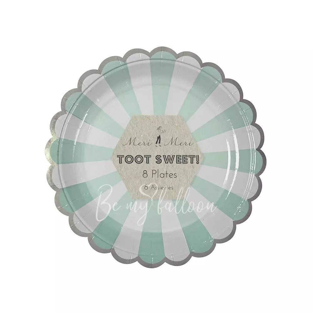 Тарелки для вечеринки Aqua Fan в полоску (маленькие)