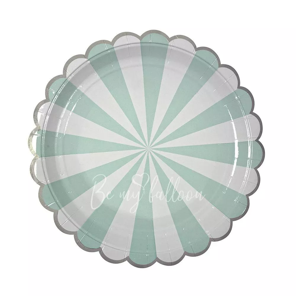 Тарелки для вечеринки Aqua Fan в полоску (большие)