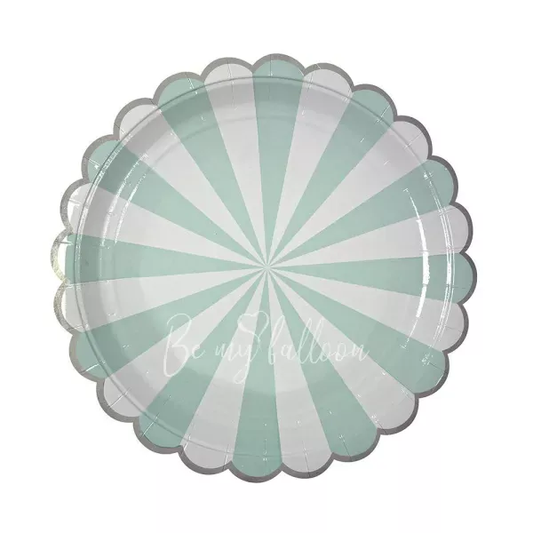 Тарелки для вечеринки Aqua Fan в полоску (большие)