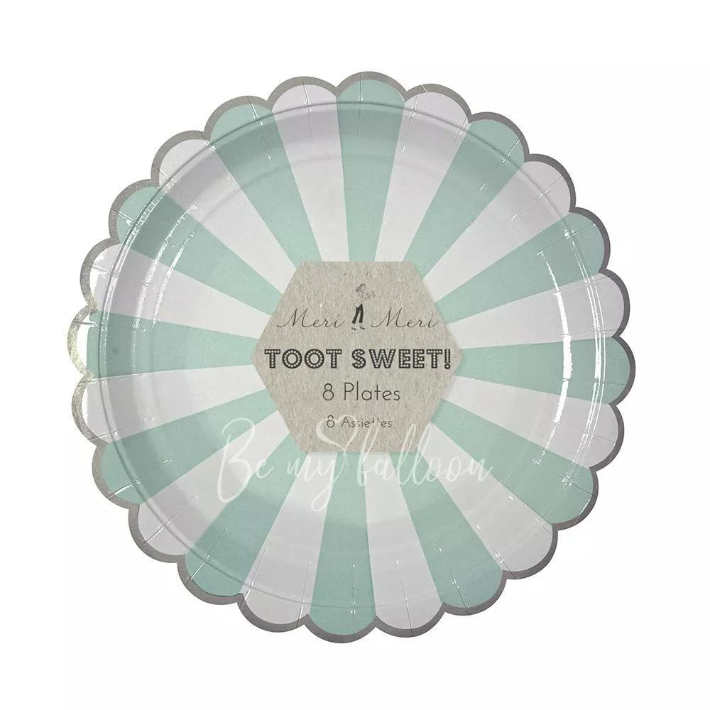 Тарелки для вечеринки Aqua Fan в полоску (большие)