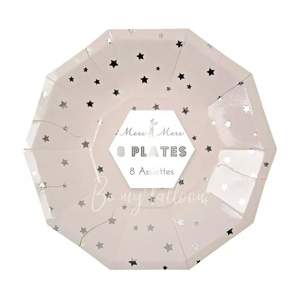 Silver Star Confetti Plates