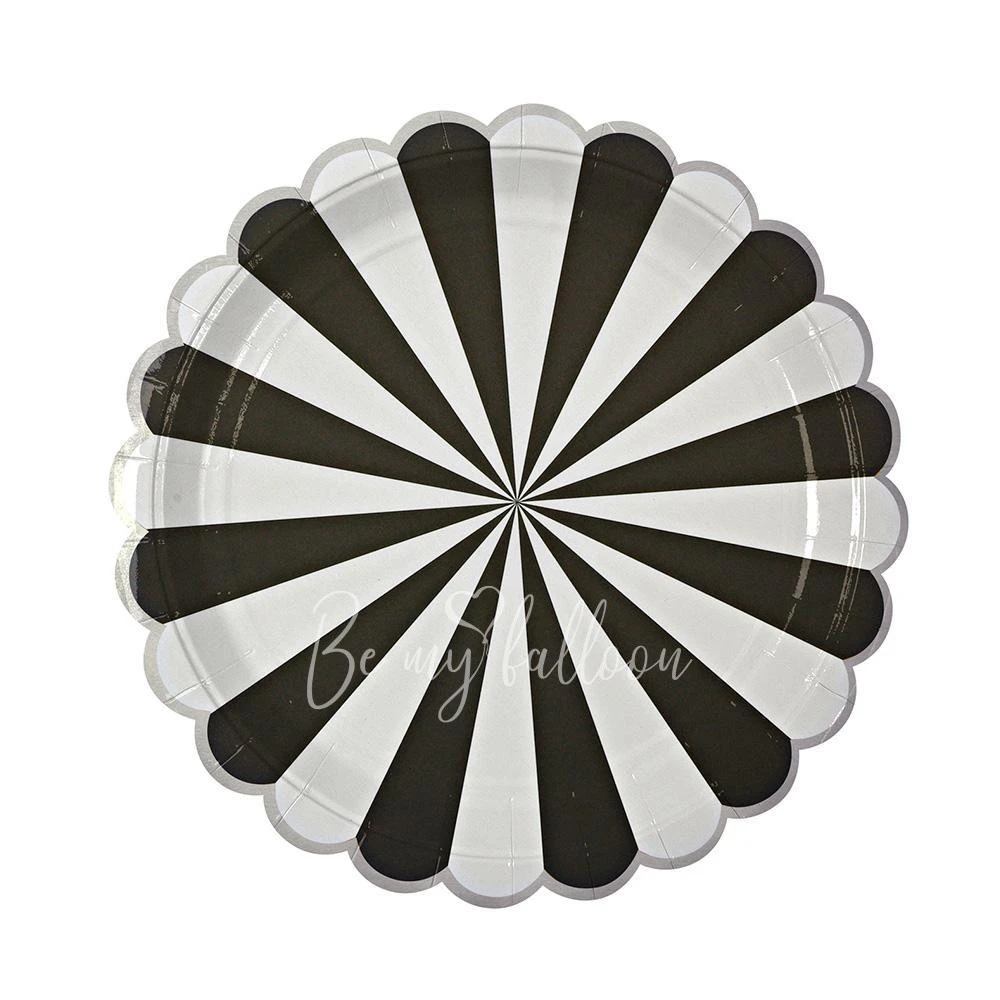 Black Fan Stripe Plates (large)