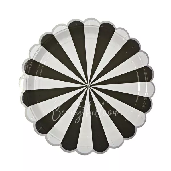 Тарелки для вечеринки Black Fan в полоску (большие)