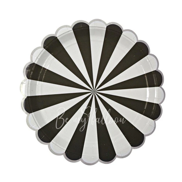 Black Fan Stripe Plates (large)