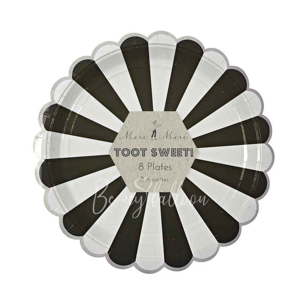 Black Fan Stripe Plates (large)