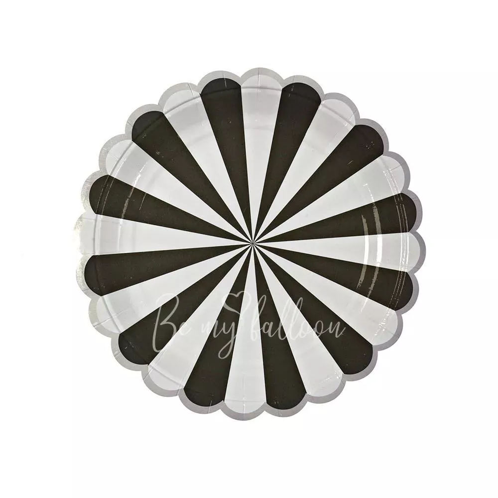 Тарелки для вечеринки Black Fan в полоску (маленькие)