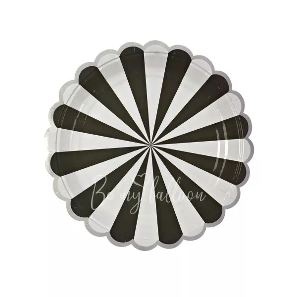 Тарелки для вечеринки Black Fan в полоску (маленькие)