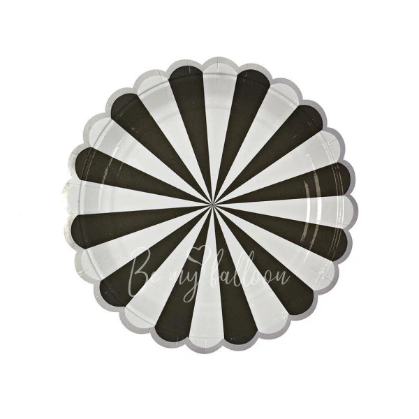 Black Fan Stripe Plates (small)