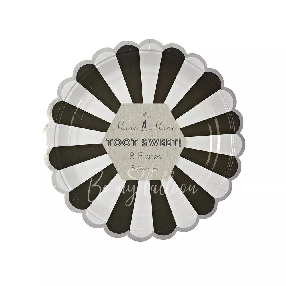Тарелки для вечеринки Black Fan в полоску (маленькие)
