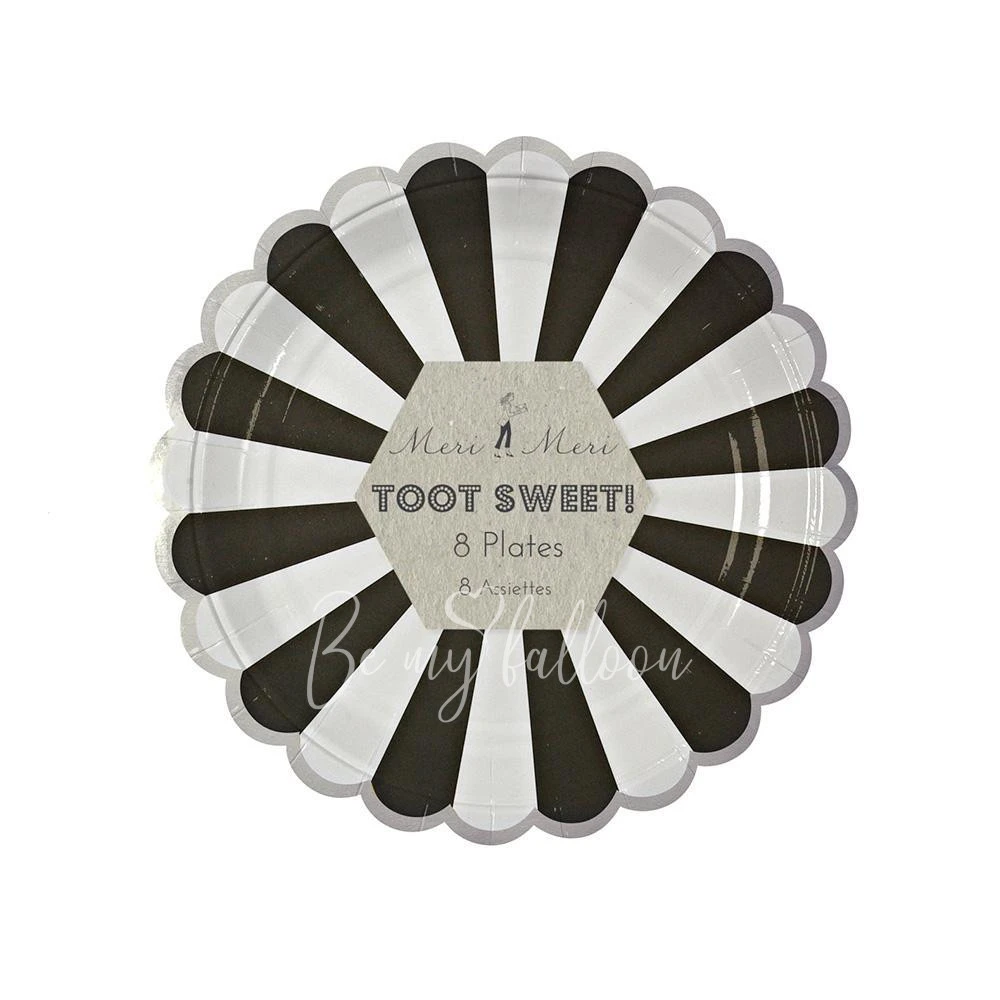 Black Fan Stripe Plates (small)