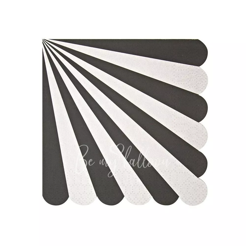 Салфетки для вечеринки Black Fan в полоску (маленькие)