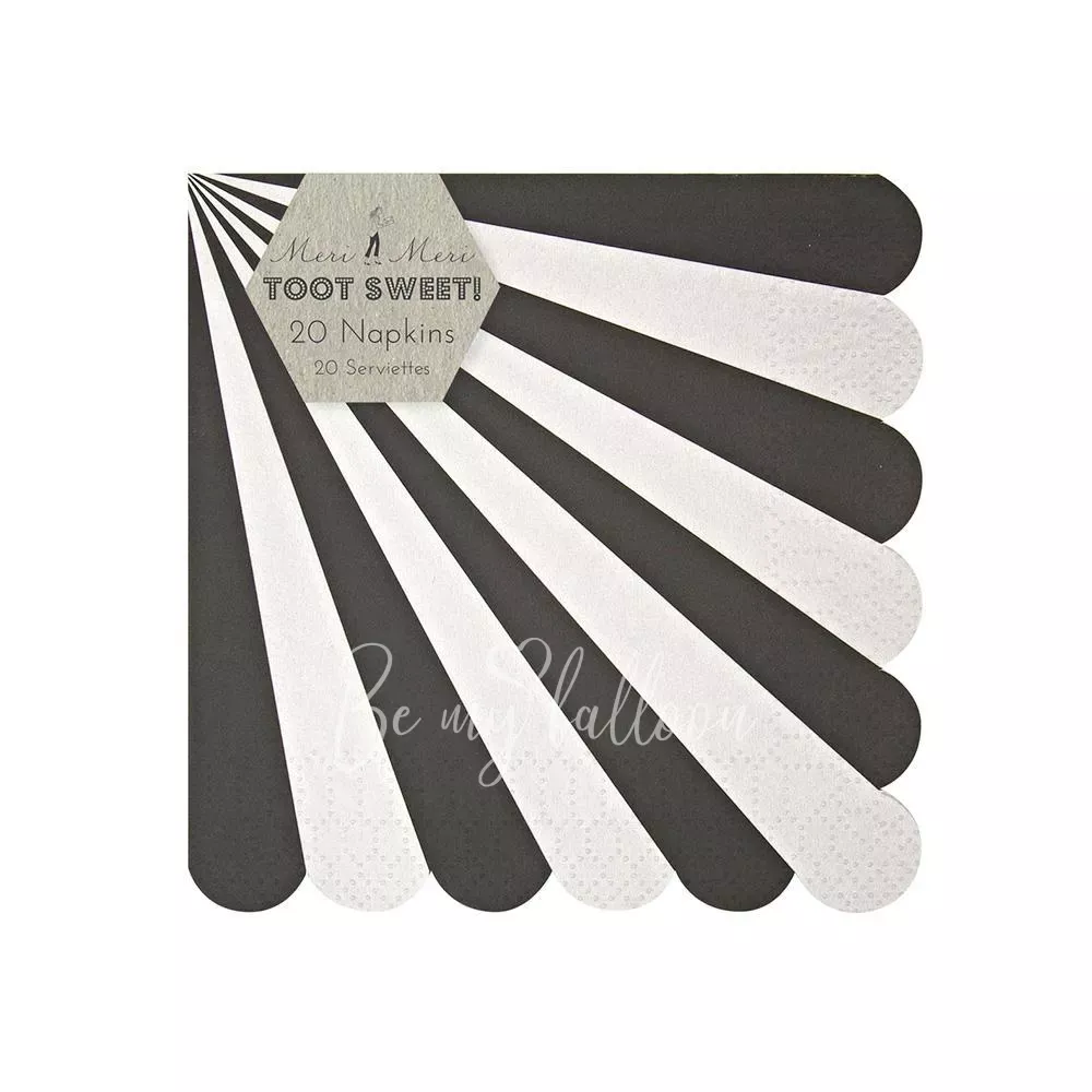 Салфетки для вечеринки Black Fan в полоску (маленькие)