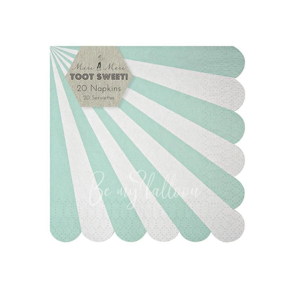 Aqua Fan Stripe Napkins (small)