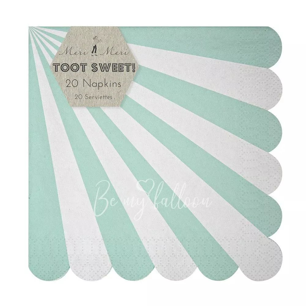 Aqua Fan Stripe Napkins (large)