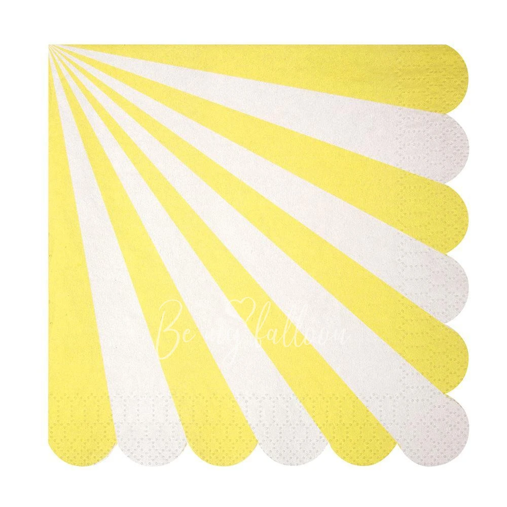 Салфетки для вечеринки Yellow Fan в полоску (большие)