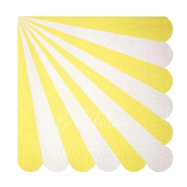 Салфетки для вечеринки Yellow Fan в полоску (большие)