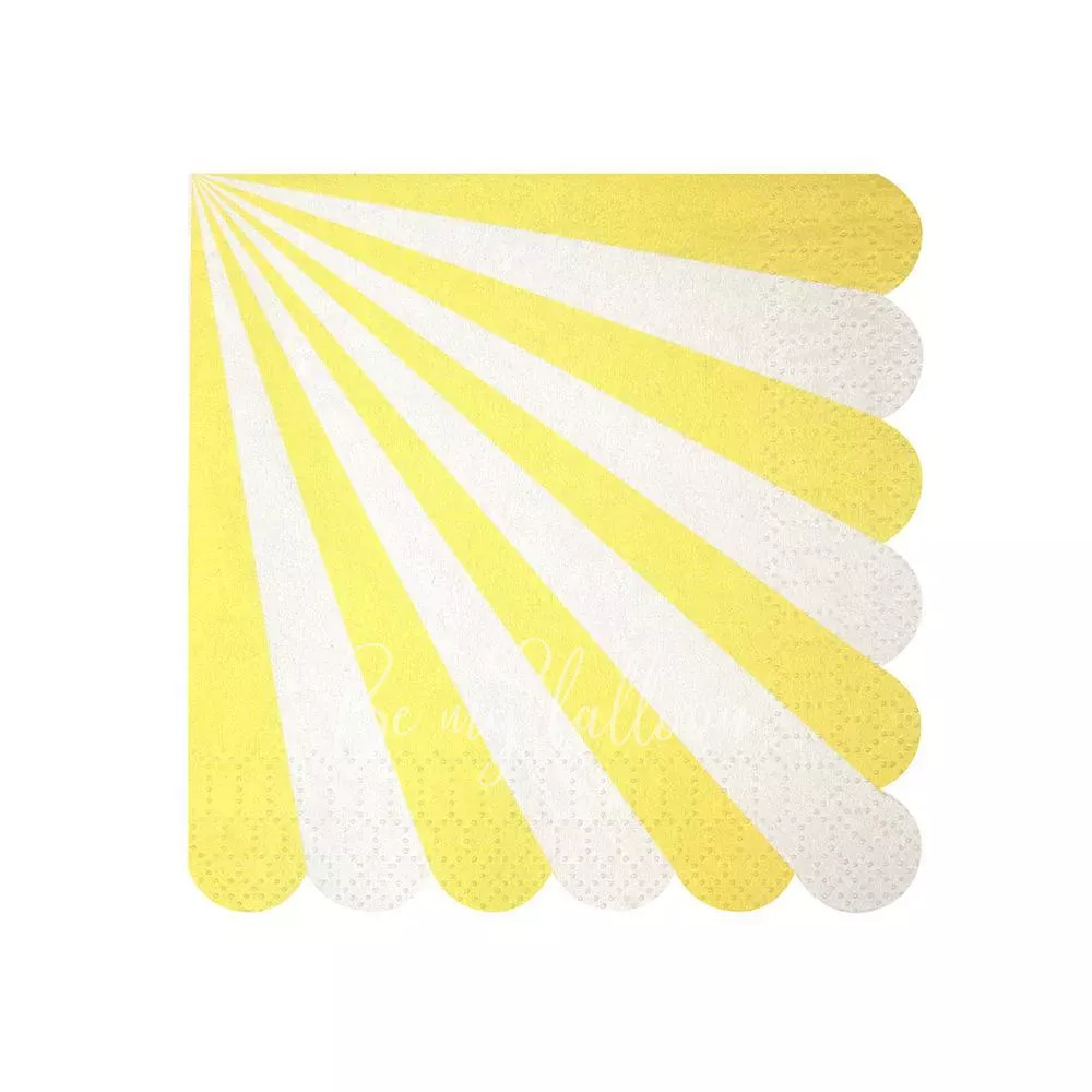 Салфетки для вечеринки Yellow Fan в полоску (маленькие)