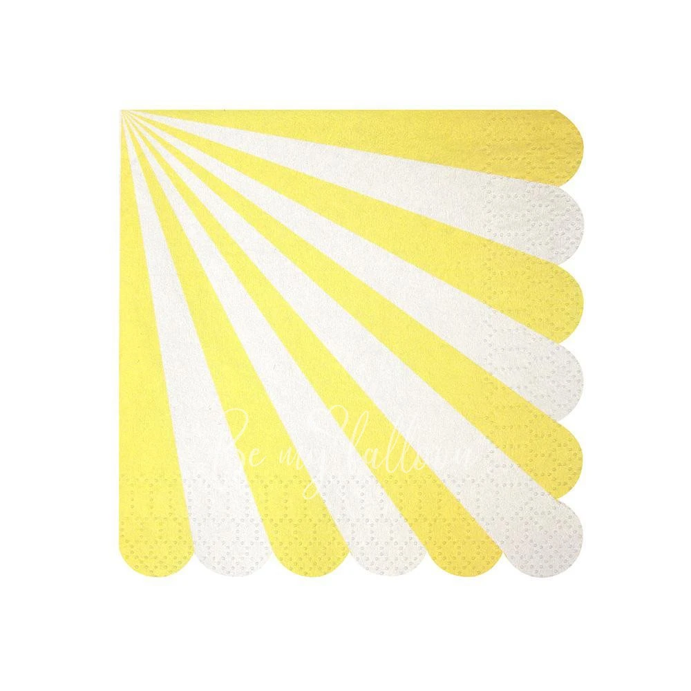 Салфетки для вечеринки Yellow Fan в полоску (маленькие)