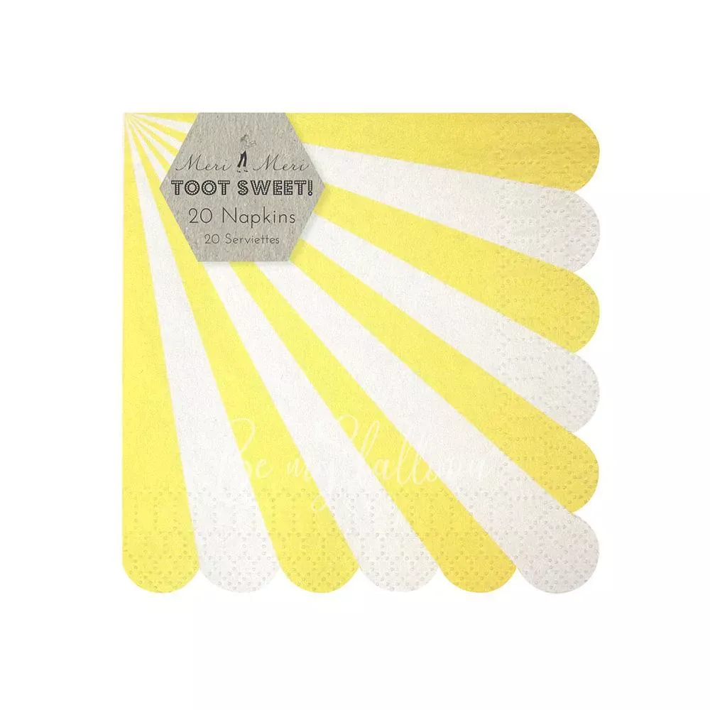 Салфетки для вечеринки Yellow Fan в полоску (маленькие)