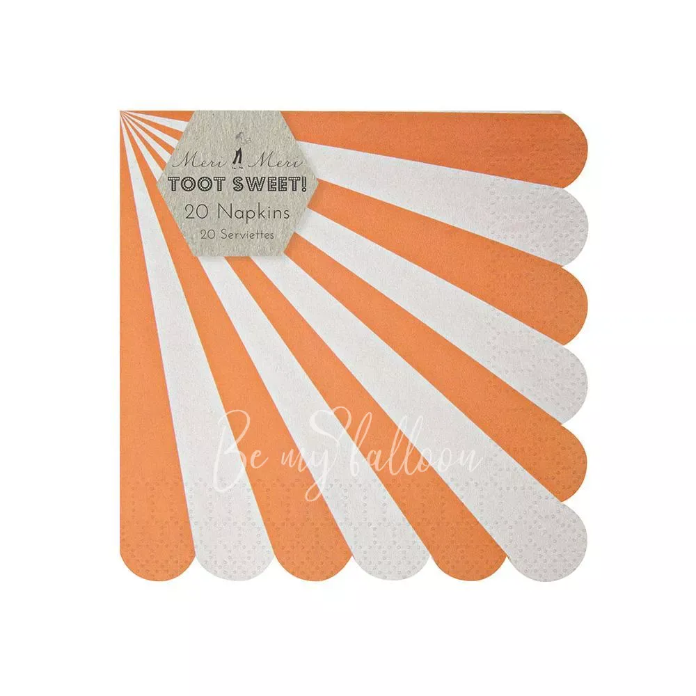 Салфетки для вечеринки Orange Fan в полоску (большие)