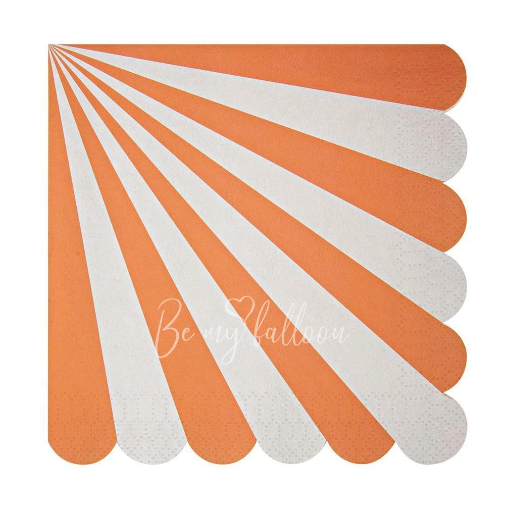 Салфетки для вечеринки Orange Fan в полоску (большие)