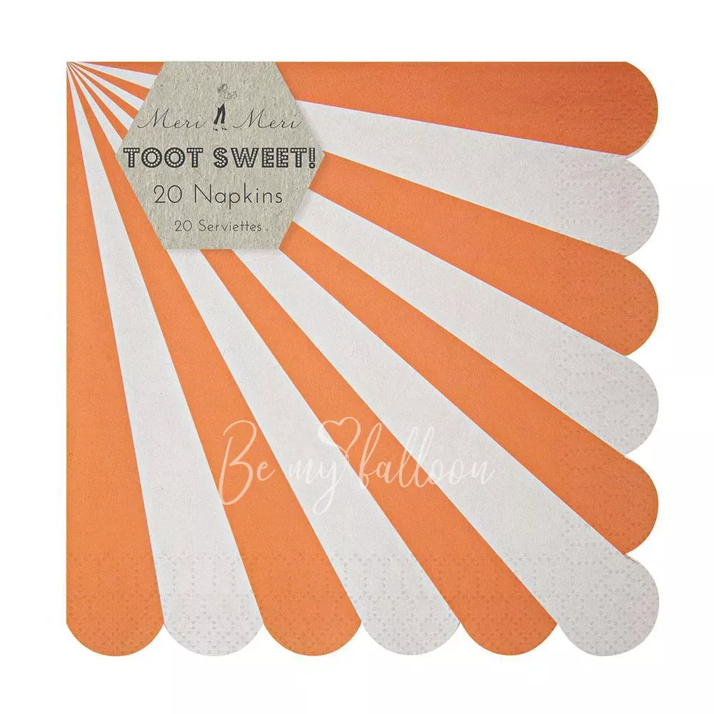 Салфетки для вечеринки Orange Fan в полоску (большие)