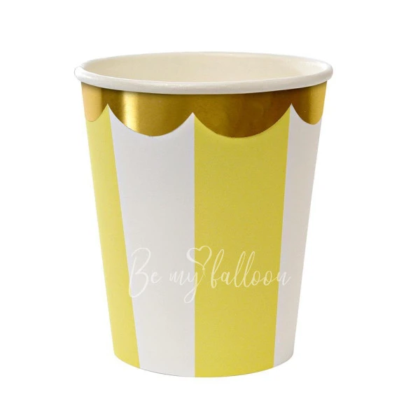 Стаканы для вечеринки Yellow Fan в полоску
