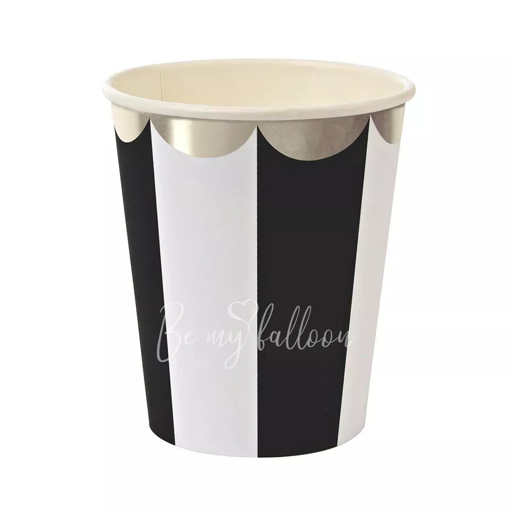 Black Fan Stripe Cups