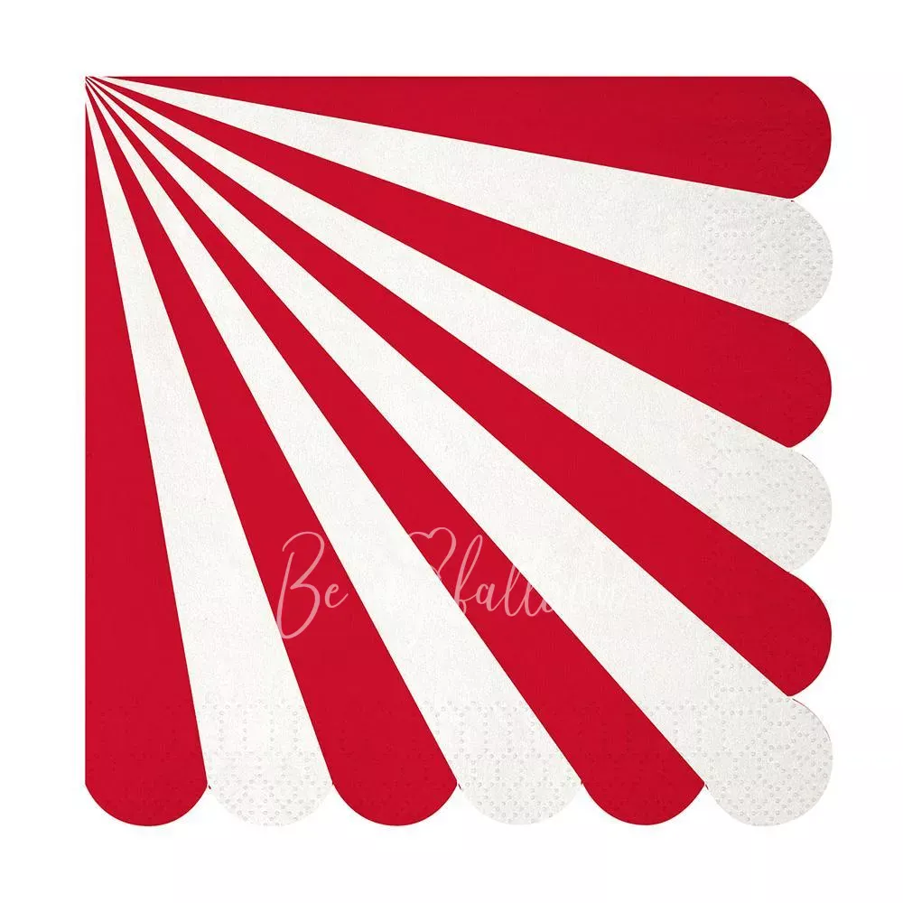 Салфетки для вечеринки Red Fan в полоску (большие)