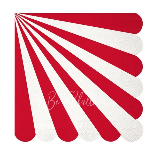 Салфетки для вечеринки Red Fan в полоску (большие)