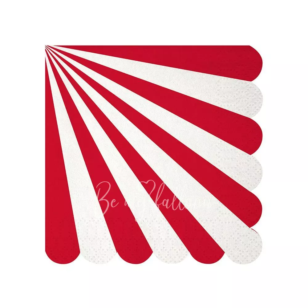 Салфетки для вечеринки Red Fan в полоску (маленькие)