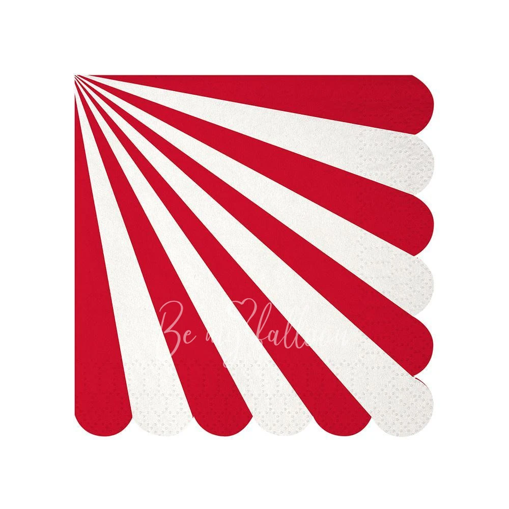 Салфетки для вечеринки Red Fan в полоску (маленькие)